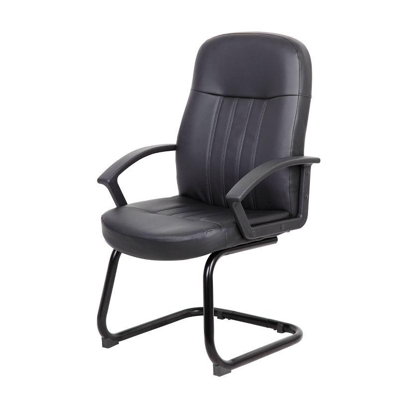 Executive Leather Budget Guest Chair Black - Boss Office Products: Metal Frame, Padded, Fixed Arms, Spot Clean