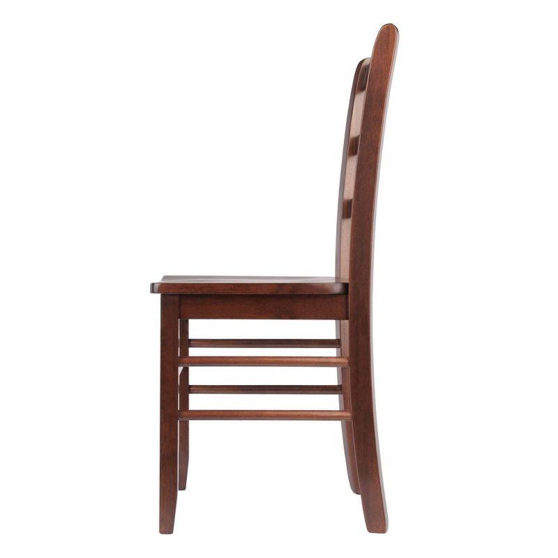 Set of 2 Ladder Back Chair Antique Walnut - Winsome: Hardwood, Non-Unupholstered, Kitchen Seating