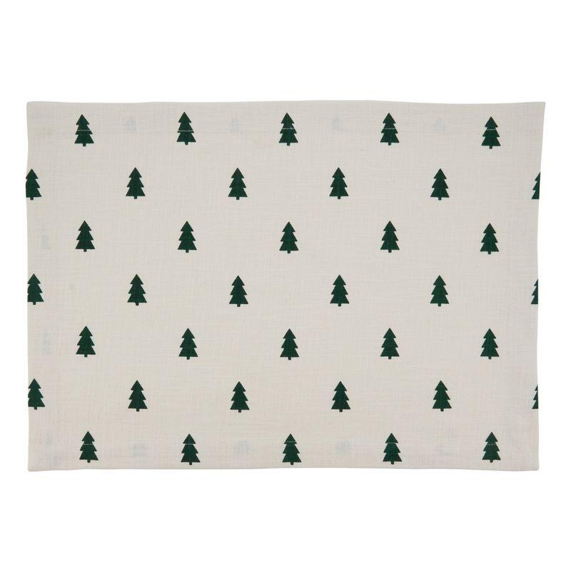 Saro Lifestyle Saro Lifestyle Christmas Tree Design Table Mats (Set of 4), Ivory, 14"x20"