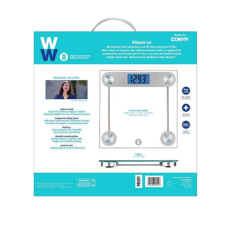 Digital Glass Scale with LCD Display and Backlight Clear - Weight Watchers: Electronic Personal Bathroom Scale, 400 lb Capacity