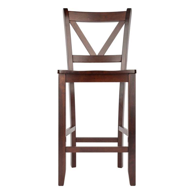 24" Set of 2 Victor V-Back Counter Height Barstool Wood/Walnut - Winsome