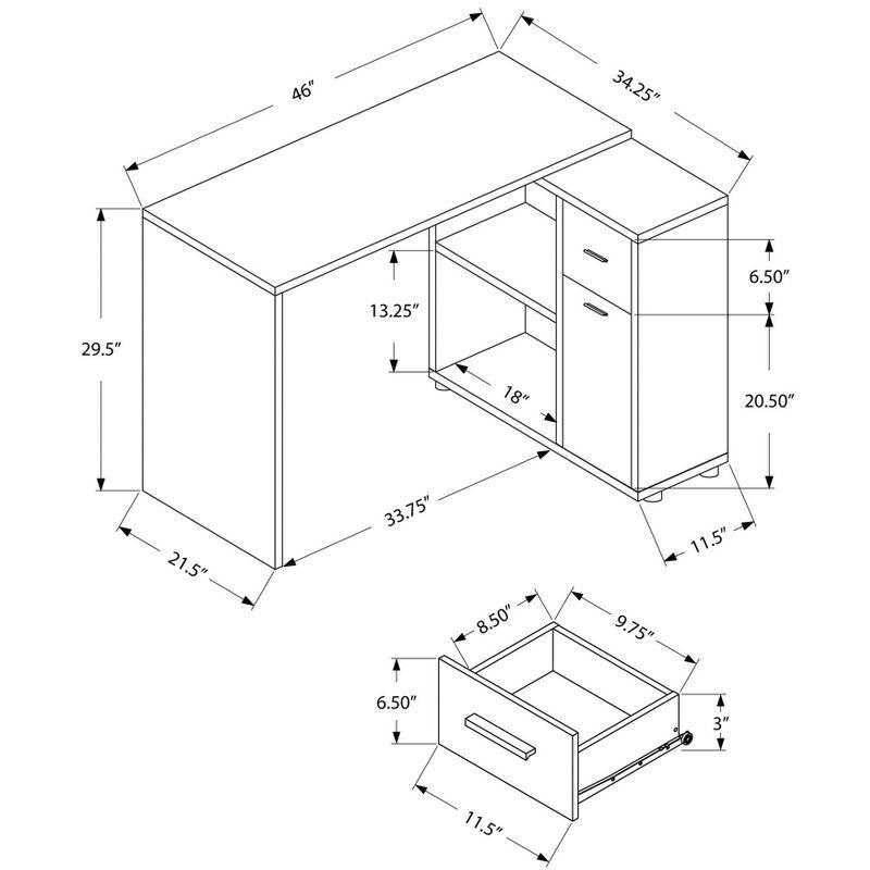 Gray L-Shaped Corner Computer Desk with Drawer and Filing Cabinet