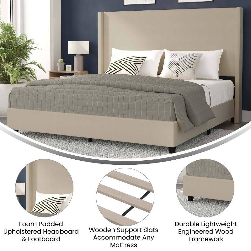 Taylor & Logan King 57" High Kellan Platform Bed Beige: Elegant Plastic Frame, No Box Spring Needed