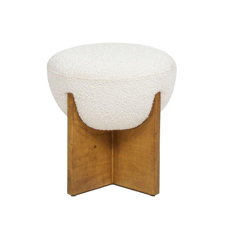 Jennifer Taylor Home Bali Round Upholstered Ottoman with Natural Wood Base