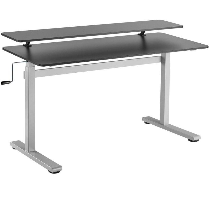 Tranzendesk Standing Desk With Clamp-On Shelf - 55" | Sit to Stand Workstation with 55" Monitor Stand - Black