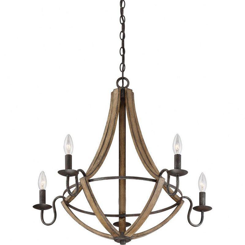 Rustic Black 26.5" Faux Wood 5-Light Chandelier