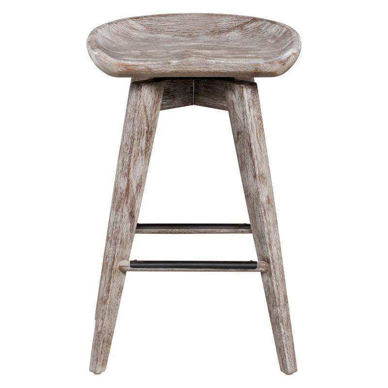 24" Bali Swivel Counter Height Barstool Barnwood - Boraam: Flared Legs, Wood Frame, 300lb Capacity