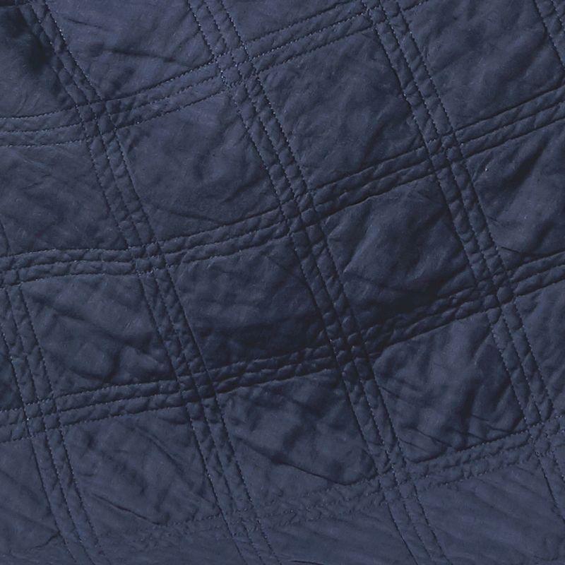 Navy Linen and Cotton Quilted Throw Blanket