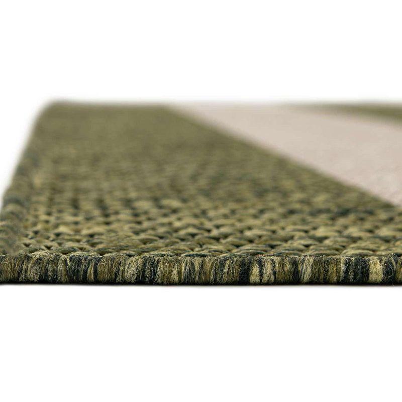 Green Stripe Easy-Care Synthetic Outdoor Area Rug 9' x 12'