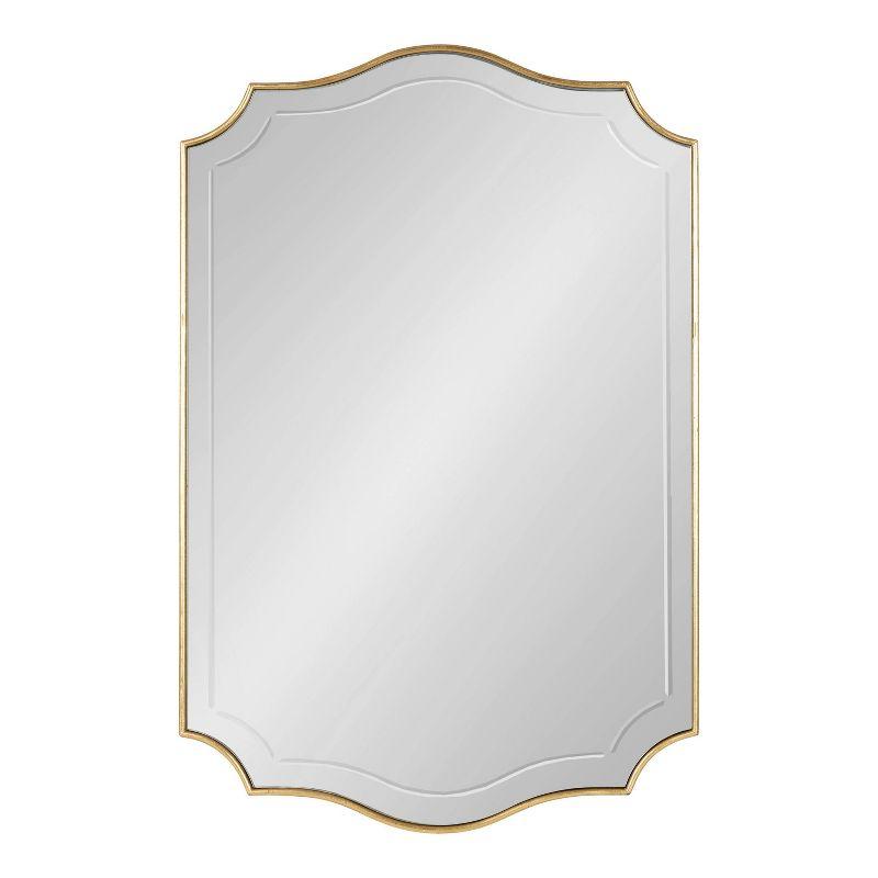 Hollyn Glam Scalloped 34" Gold Leaf Rectangular Wall Mirror