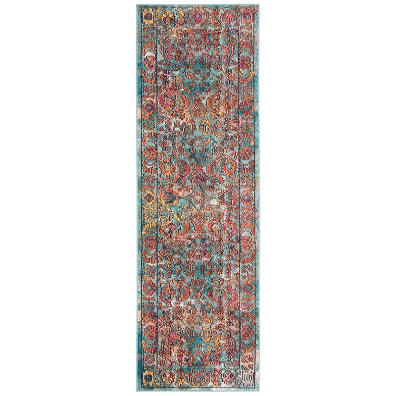 Crystal CRS515 Power Loomed Runner Rug - Light Blue/Orange - 2'2"x9' - Safavieh.