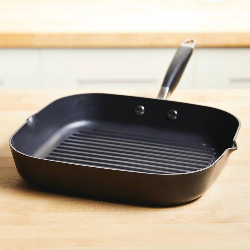 Anolon Anolon Advanced Home Hard Anodized Nonstick Deep Square Grill / Griddle Pan With Pour Spouts,11 Inch