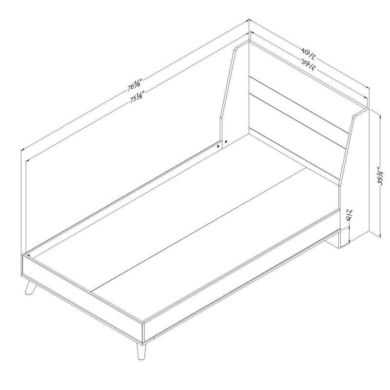 Yodi Twin Natural Walnut and White Wood Frame Bed