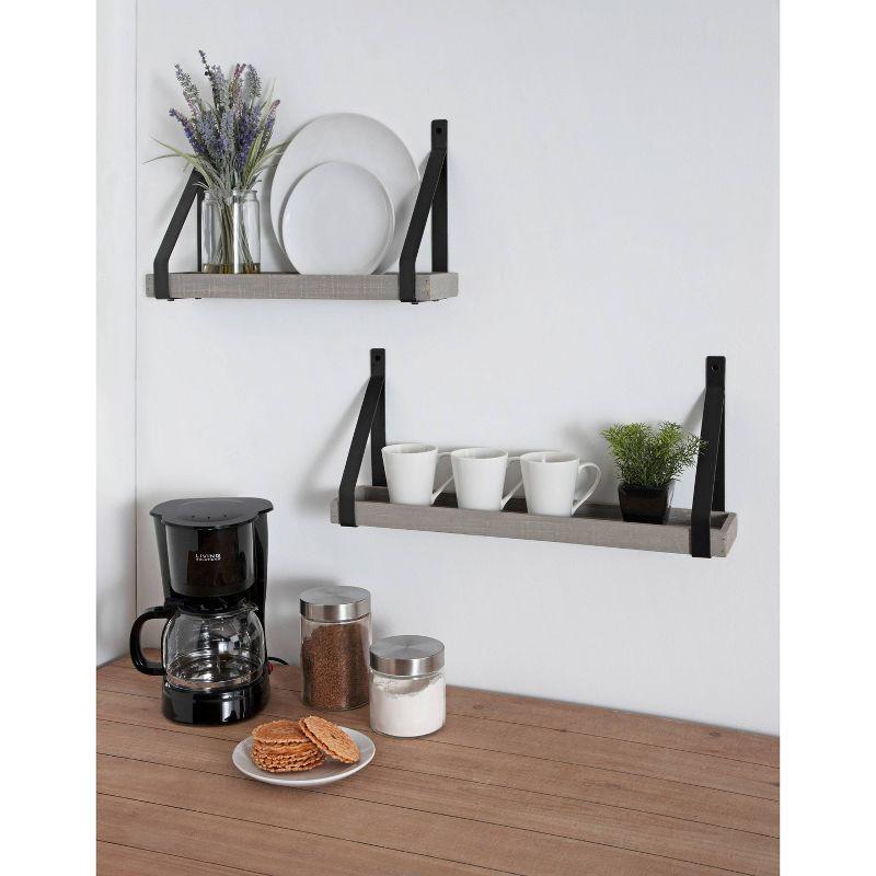 2pc Sudbury Wood and Metal Wall Shelf Set Gray - Kate & Laurel All Things Decor: Rustic Display Storage, Open Shelves