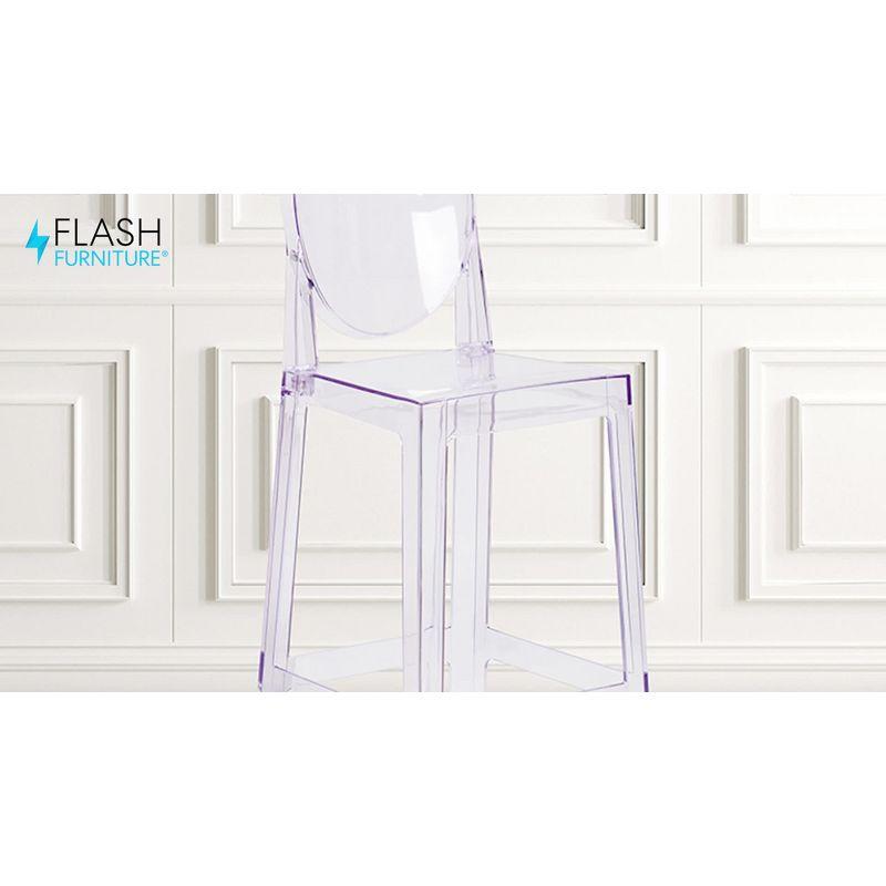 Flash Furniture Ghost Barstool with Oval Back in Transparent Crystal