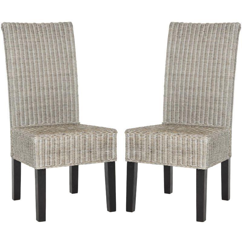 Arjun 18" H Wicker Dining Chair (Set of 2) - SEA8013 - Antique/Grey - Safavieh