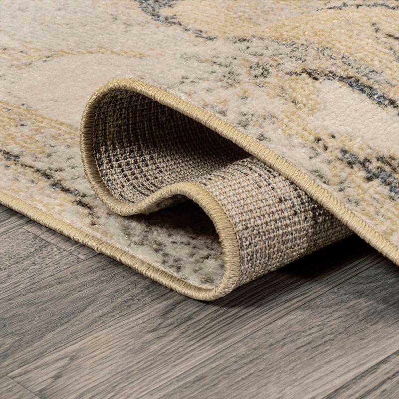 3' x 5' Marmo Abstract Marbled Modern Area Rug, Gold/Gray - JONATHAN Y