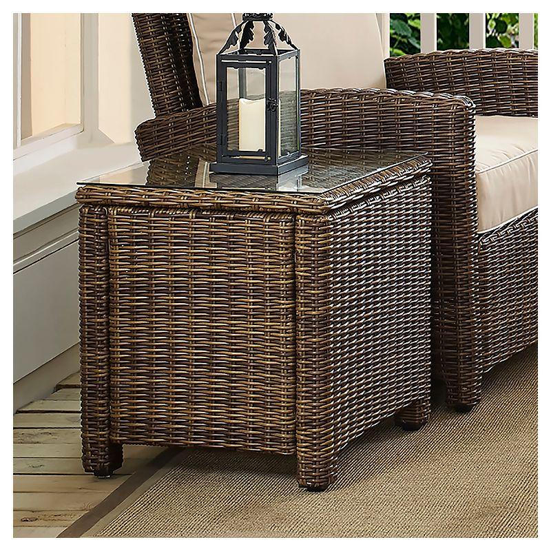 Bradenton Brown Wicker and Glass Outdoor Side Table