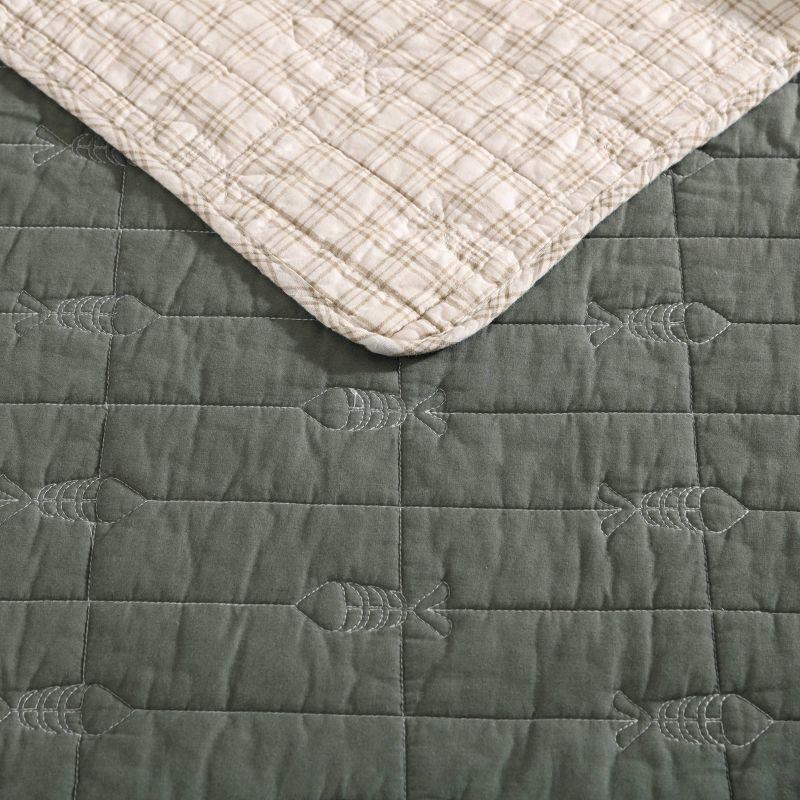 Eddie Bauer Eddie Bauer Troutdale Green Cotton Reversible Quilt Set