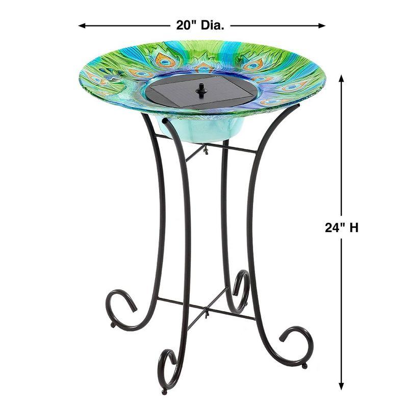 Smart Solar 24.3 " Argus Peacock Glass Solar Bird Bath