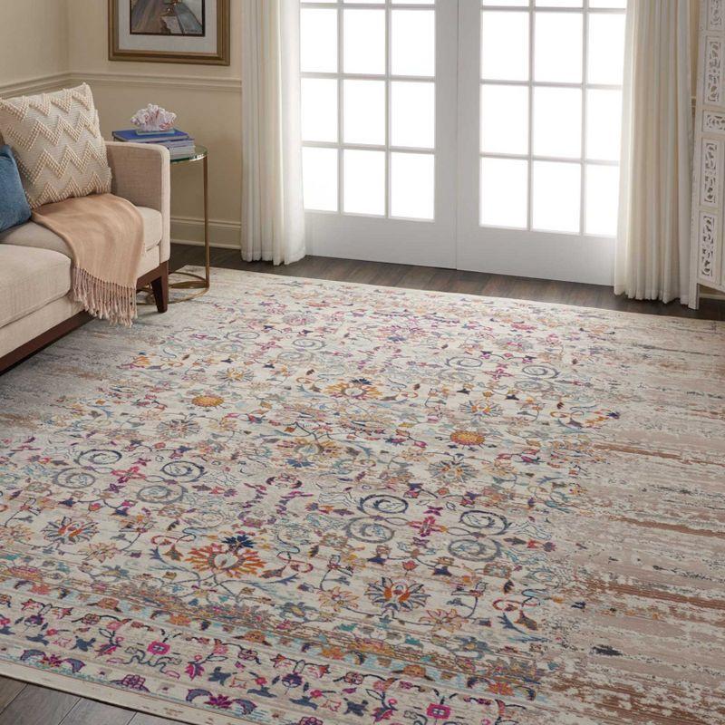 Vintage Ivory Charm 8' x 10' Hand-Knotted Synthetic Area Rug