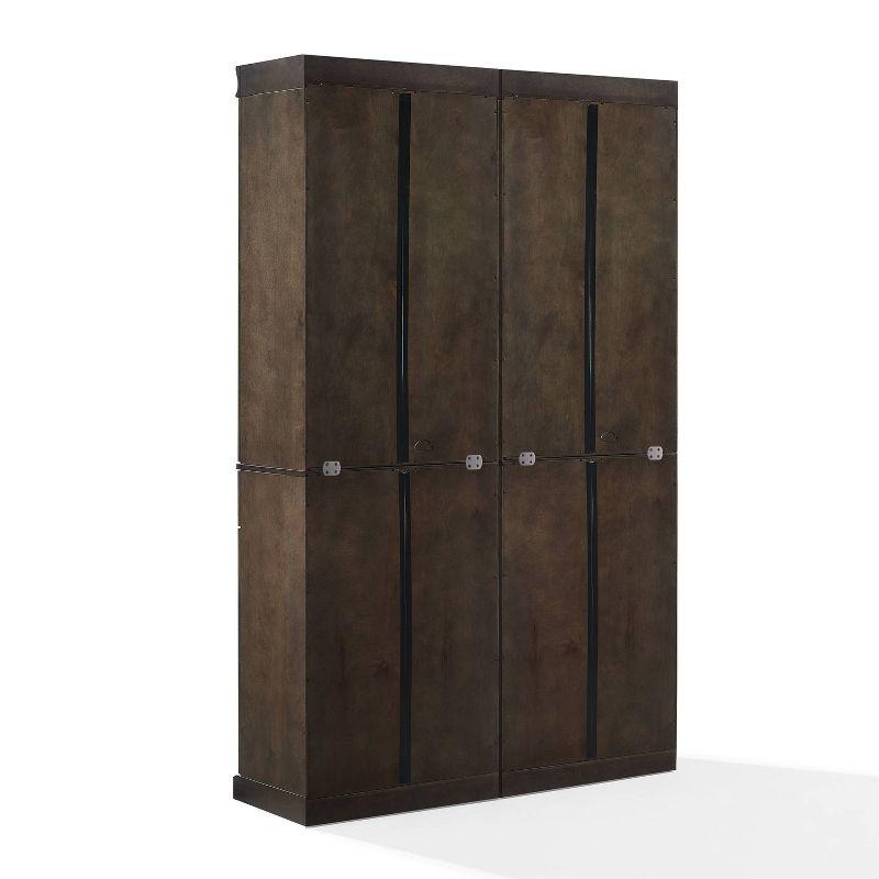 Crosley 78" Stanton 2pc Glass Door Kitchen Storage Pantry Cabinet Set Coffee: Traditional Style, MDF Wood Veneer, 10 Shelves