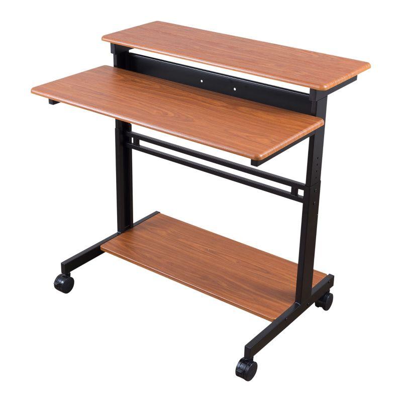 ErgoFlex 40" Adjustable Teak Top Standing Desk with Lockable Casters