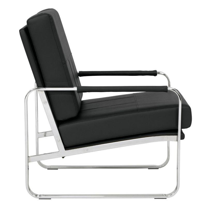 Allure Modern Blended Leather Accent Arm Chair Black/Chrome: Chrome-Finished, Padded for Comfort - Studio Designs Home