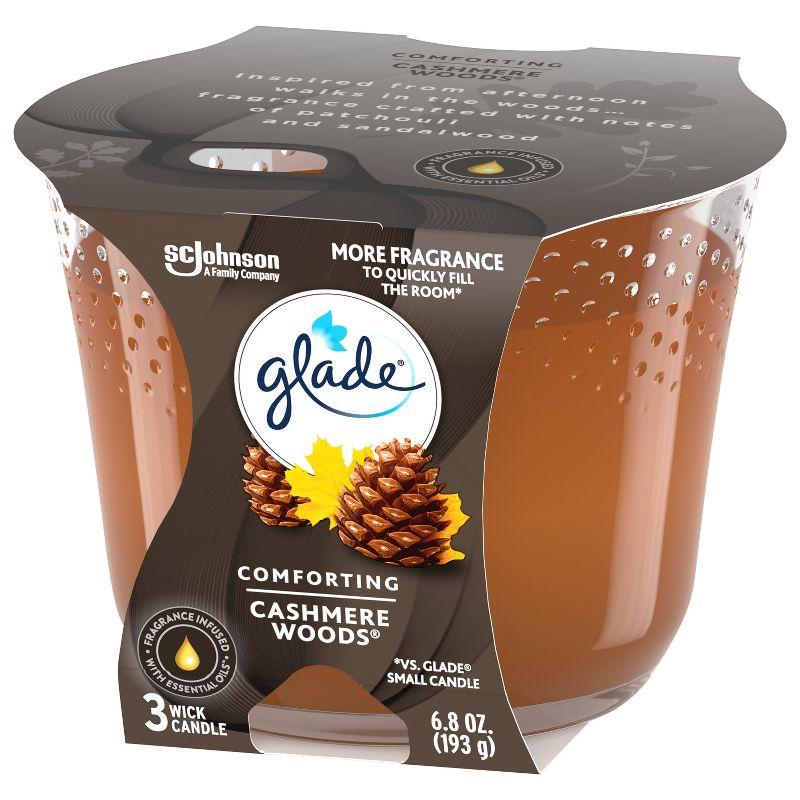 Glade 3 Wick Scented Candles - Cashmere Woods - 6.8oz