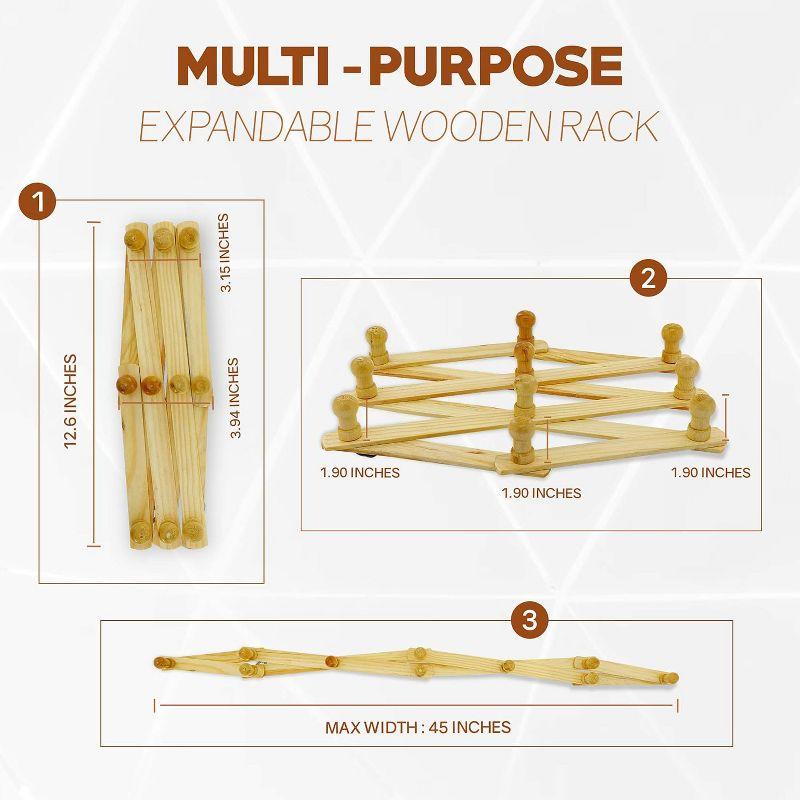 RAM-PRO Accordion Style Wood Expandable Rack Hat, Cap, Belt, Umbrella Coffee Mug Wall Wooden Pegs