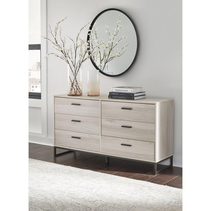 Signature Design by Ashley Contemporary Socalle 6 Drawer Dresser, Light Natural