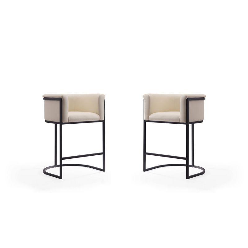 Set of 2 Cosmopolitan Upholstered Metal Counter Height Barstools - Manhattan Comfort