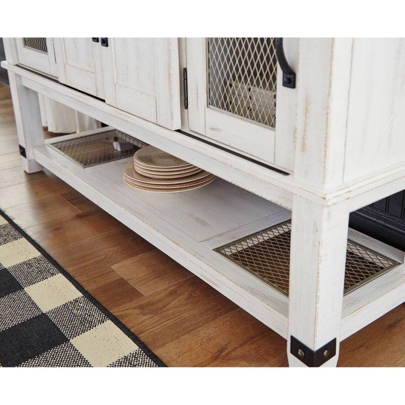 Signature Design by Ashley Valebeck Dining Server White/Brown/Beige: Rustic Farmhouse Sideboard with Adjustable Shelves