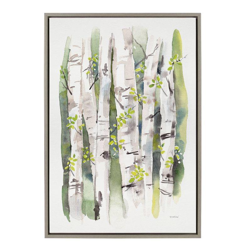 Sylvie Summer Birches Green and Gray Canvas Wall Art