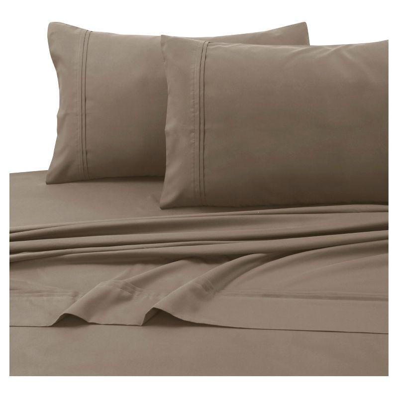 Twin Dark Beige Solid Microfiber Deep Pocket Sheet Set