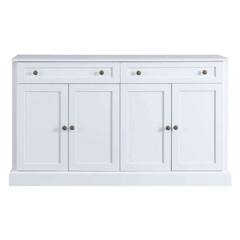 White MDF Sideboard Buffet Cabinet with Adjustable Shelves