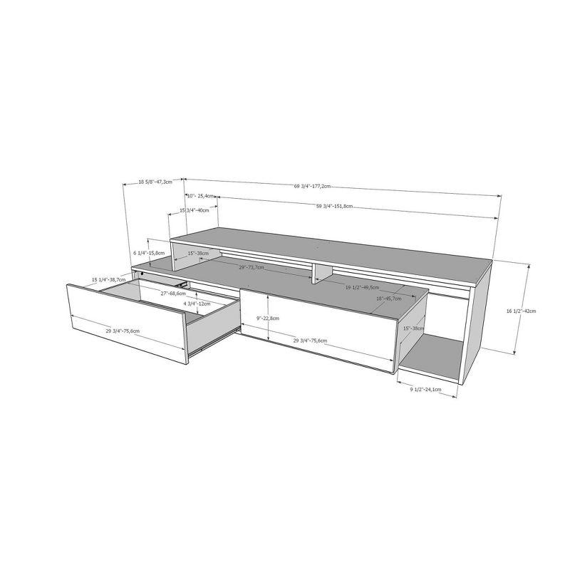 Tonik TV Stand for TVs up to 80" Black - Nexera: Modern Console with Drawers, Melamine Finish, Wood Composite
