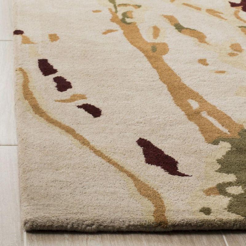 Bella Beige and Green Hand-Tufted Wool Area Rug, 5' x 5'