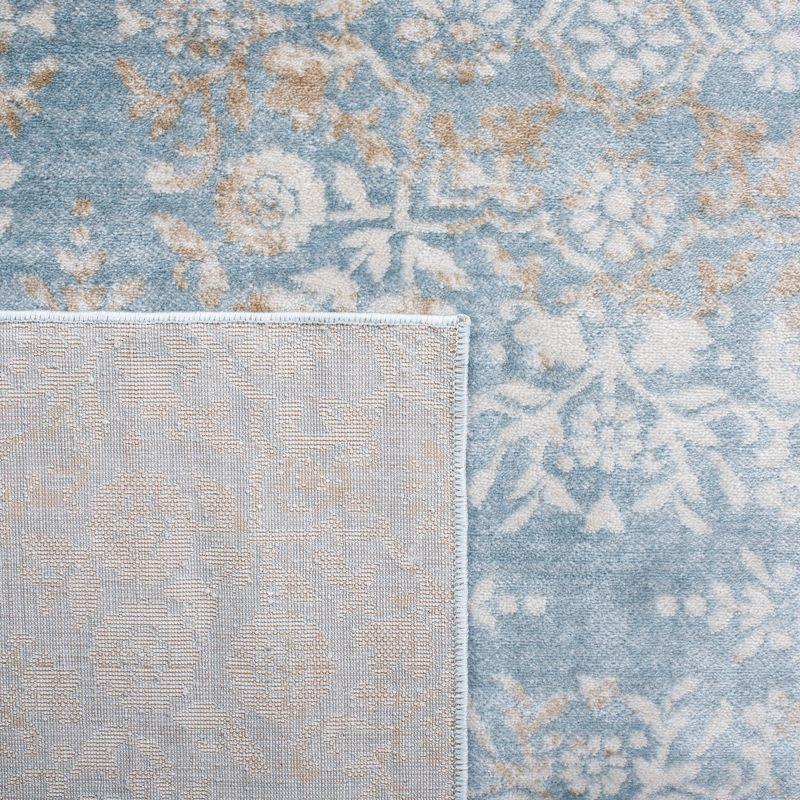 Denim Blue and Ivory Geometric Hand-knotted Area Rug