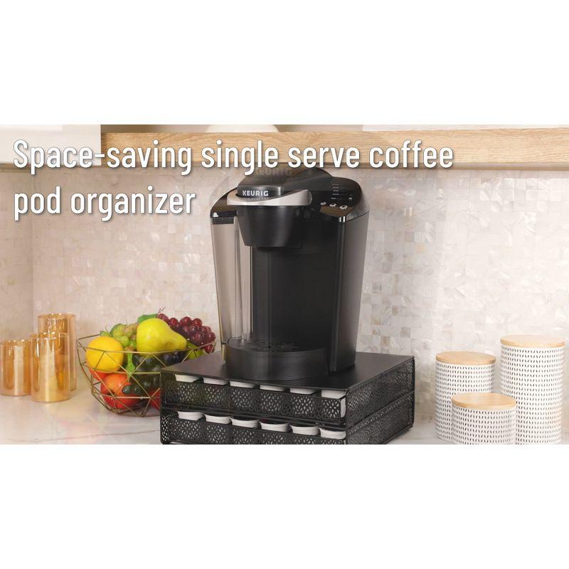 Mind Reader Single Serve Coffee Pod Organizer with 2 Drawers, 72 Pod Capacity, Metal Mesh, 13"L x 12.75"W x 5"H