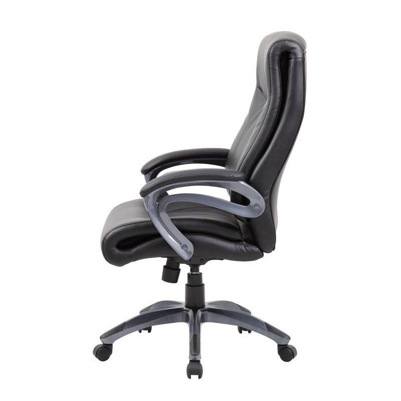 Ergonomic Metal Executive High Back Chair in Black LeatherPlus