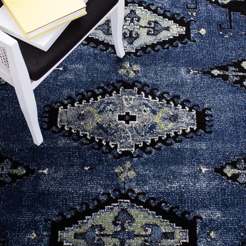Elysian Blue-Black Hand-Knotted Easy-Care Synthetic Area Rug