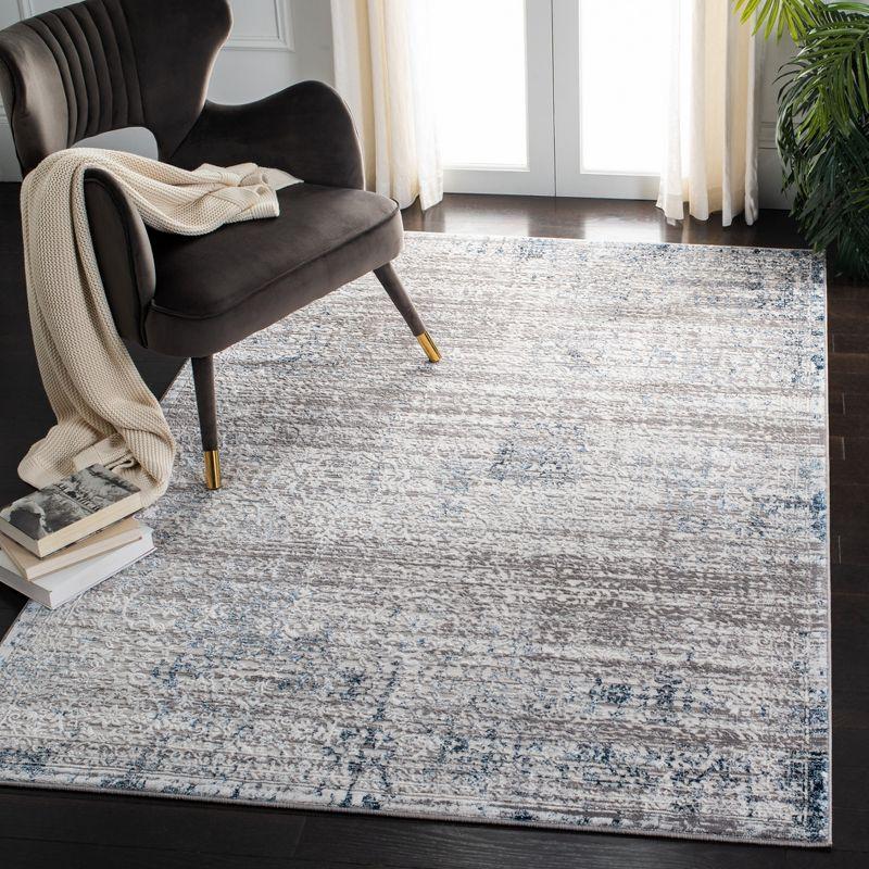 Amelia Grey/Blue Hand-Knotted Synthetic Area Rug, 5'5" x 7'7"