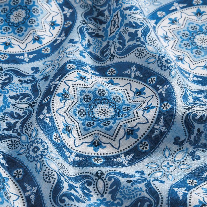 Vietri Medallion Blue Block Print Stain & Water Resistant Indoor/Outdoor Placemats, Set of 4 - Multicolor - 13x19 - Elrene Home Fashions