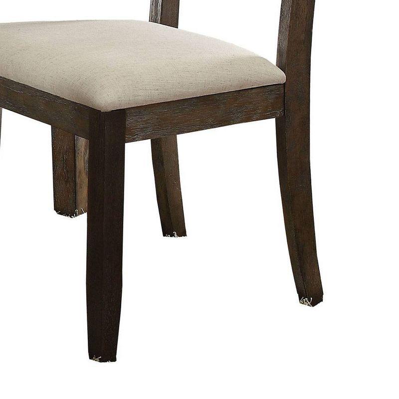 Acme Furniture Set of 2 26" Claudia Dining Chairs Beige Linen/Salvage Brown: Upholstered X Back, Armless Design