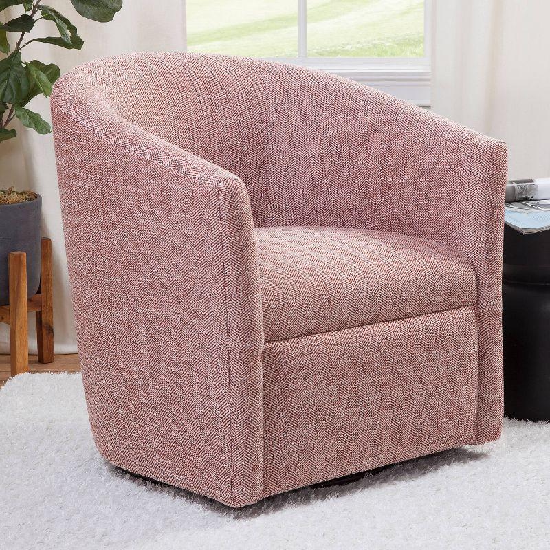 Lynton Transitional Barrel Swivel Accent Chair in Henna