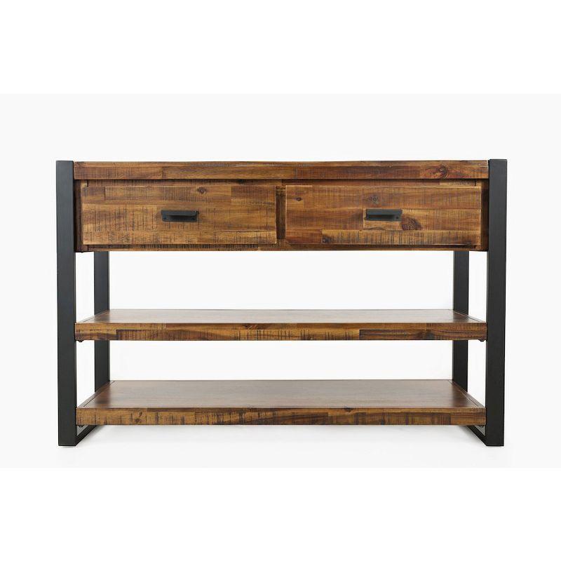 Jofran,Loftworks Modern Industrial Distressed Acacia 50" Sofa Table with Drawers- Gray Color
