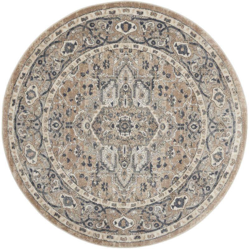 Concerto Beige and Gray Round Persian Area Rug