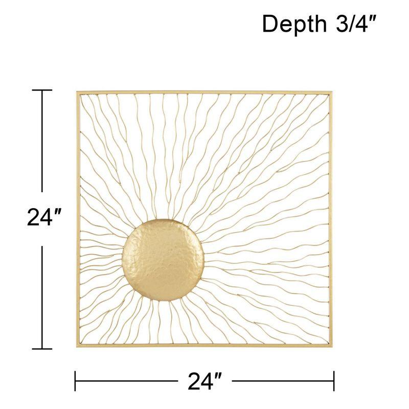 Melete Gold Metal 24" Square Sunburst Wall Art