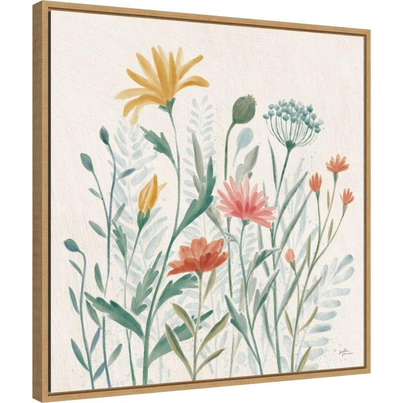 Amanti Art 22"x22" Wildflower Vibes III by Janelle Penner Framed Canvas Wall Art Light Brown